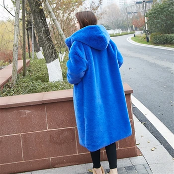 Toamna Iarna Noi Femei Faux Blana Haina coreeană Plus Dimensiune Nurca de Pluș False Lungi de blană sacou Gros Vrac Cald Îmbrăcăminte exterioară pentru Femei Palton