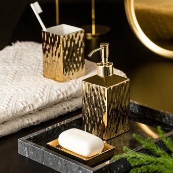 Ceramica Accesorii Baie Set Aur, argint Dozator de Săpun Gargara Ceașcă de detergent de Vase Home decor baie se spală set de Aur a Terminat