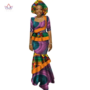 2021 Noi African Timp de Imprimare Fusta Maxi Costum Rochie Maneca Jumătate Culturilor Topuri de Îmbinare Rochie Bazin din Africa de Îmbrăcăminte pentru Femei WY1417