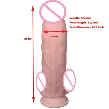 21CM Mare ventuza Moale Vibrator pentru Femei, Realist Anal Cauciuc Penis Gay Pula Sex Produsele pentru Bărbați, Sextoy pentru Femei