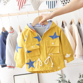 1-5Yer Primavara Toamna pentru Copii Haina Băieți Fete Îmbrăcăminte exterioară jacheta cu Gluga baby Boy Fashion star Print Canadiană Jchao Haine pentru copii