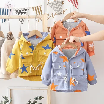 1-5Yer Primavara Toamna pentru Copii Haina Băieți Fete Îmbrăcăminte exterioară jacheta cu Gluga baby Boy Fashion star Print Canadiană Jchao Haine pentru copii