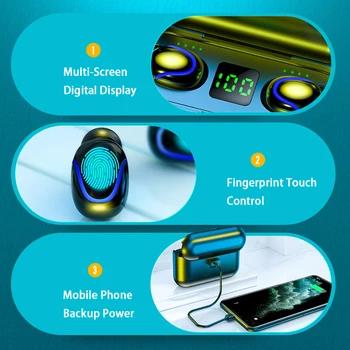 Universal Bluetooth Cască fără Fir Bluetooth 5.0 Hifi Jocuri Earbud Touch Control Cu Afișaj LED se Potrivesc pentru IOS și Android
