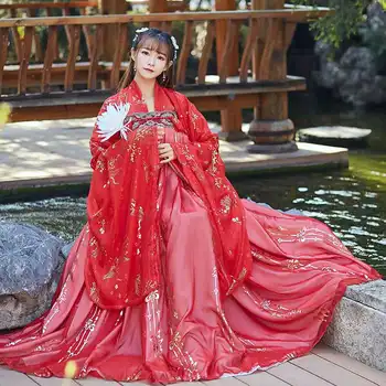 Antic Chinez de Basm Cosplay Hanfu pentru Femei Tang Costum Fată Nobilă Prințesă Costum de Dans Popular Național Roșu Etapă Negru Rochie
