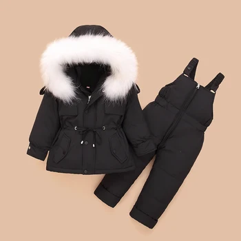 Copiii Snowsuit Iarna -30 de Grade Alb Rață Jos Jacheta pentru Fete Salopeta baietel Parka Coat Toddler Îmbrăcăminte Set Salopete