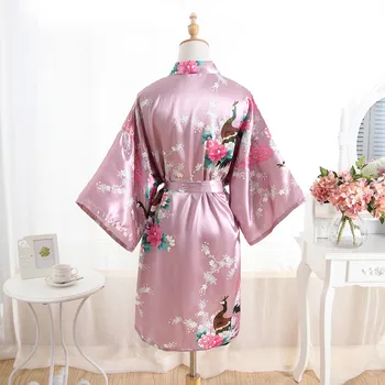 BZEL Noua Lenjerie Sexy Scurt Halat de Mătase Nunta Braidsmaid domnisoara De Onoare Robe Floral Kimono Sleepwear Halat Rochie de Noapte 18 Culori