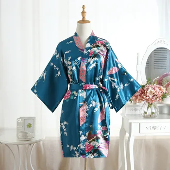 BZEL Noua Lenjerie Sexy Scurt Halat de Mătase Nunta Braidsmaid domnisoara De Onoare Robe Floral Kimono Sleepwear Halat Rochie de Noapte 18 Culori