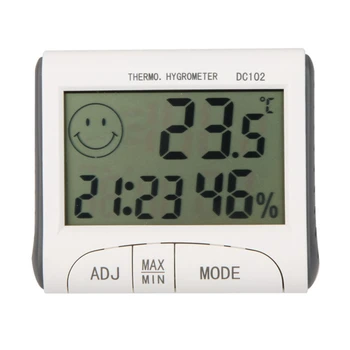 LCD Digital termometru higrometru de temperatură și umiditate metru ceas / magnetic(alb)