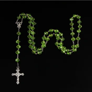Catolic albastru taie handmade colier rozariu. Mult crucea lui Hristos Isus cruce, rozariu Catolic de bijuterii. 8MM.48 piese