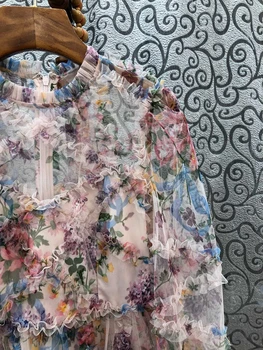 Ultima Moda Rochie 2021 Primavara-Vara Sexy Club Fermecător Femei Florale Imprimare În Cascadă Zburli Florale Rochie De Imprimare Vestidos