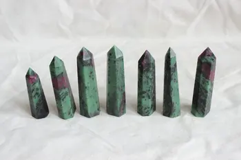 7 piese Naturale Rare Verde Ruby Zoisit Bijuterie de Piatra de Cristal Puncte Turn Obelisc Lustruit de Vindecare . Transport gratuit