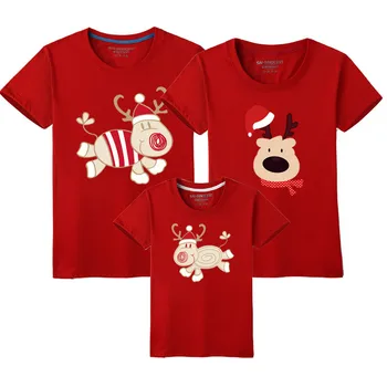 Vara Crăciun Familie De Potrivire Haine Cu Maneci Scurte T Shirt Cerb Adult Copil Îmbrăca Tricouri Xmas Tinutele Uite De Familie De Anul Nou