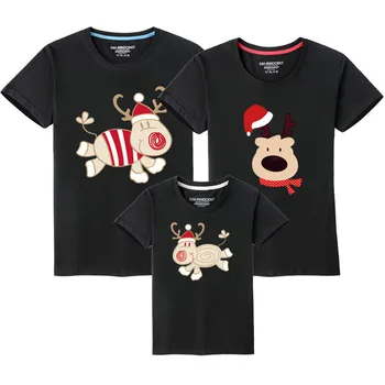 Vara Crăciun Familie De Potrivire Haine Cu Maneci Scurte T Shirt Cerb Adult Copil Îmbrăca Tricouri Xmas Tinutele Uite De Familie De Anul Nou