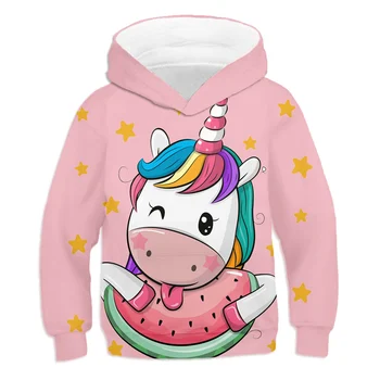 Fată drăguță Hoodie 3D Unicorn Hanorac Fashion Baieti Haine Casual, Haine pentru Copii Toamna Și Iarna pentru Copii Topuri