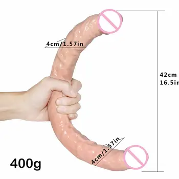 42CM Super Lung Dublu Dildo-uri Dual Capul Penisului Flexibil, Realist Vibrator Adult Jucărie Sexuală pentru Lesbiene Masturbari Dubla Penetrare