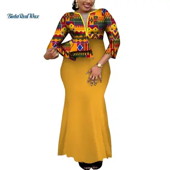 Dashiki din Africa de Imprimare Rochii pentru Femei Bazin Riche Ankara Imprimare Rochii de Seara Lungi Tradiționale Africane Femei Îmbrăcăminte WY4059