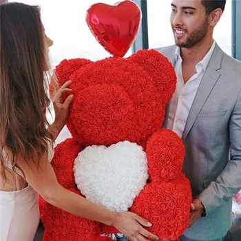 2020 Vânzare Fierbinte 35cm Urs de Trandafiri Flori Artificiale Acasă Nunta Festival DIY Ieftine de Nunta de Decorare Cutie de Cadou Cununa de Meserii