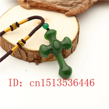 Cruce Sculptată Pandantiv din Jad Natural Verde Chinezesc Colier Farmec Jadeit Bijuterii de Moda Norocos Amuleta Cadouri pentru Femei Barbati