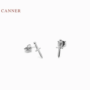 CANNER Real Argint 925 Cercei Pentru Femeile Mic Pumnal Cercei Stud Zircon Diamant coreean Pendientes Bijuterii de Argint