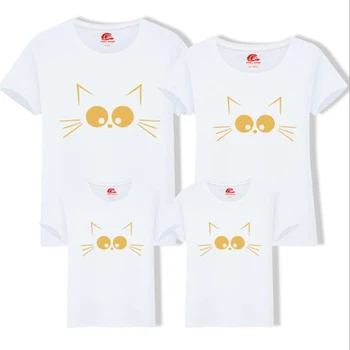 Vara Potrivire Mama Fiica Haine de Potrivire Drăguț Pisică Imprimare Familia Familia Potrivire Părinte-copil Tinuta Mami T-shirt