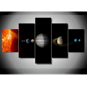 Panza de Poze Home Decor Perete Living Art 5 Piese Sistem Solar, Stele, Planete Pictura HD Imprimă Universului Poster(Fara Rama)