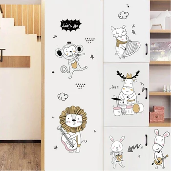 Animale de Desene animate amuzante Lume Autocolante de perete Pentru Camere de Copii Dulap Decor Leu, Iepure și Maimuță Art Decor Acasă Copii Cadouri