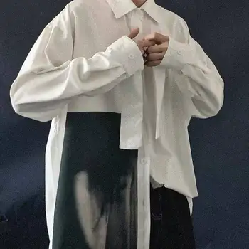 Supradimensionate Tricouri Pentru Bărbați Haina 2020 Mens Lungă Maneca Retro Cămăși Albe Sex Masculin Coreea De Înaltă Calitate, Jachete Strada Casual Camasa Barbati