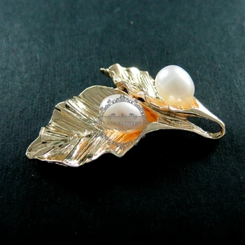 23x27mm de culoare de aur de frunze de măslin cu alb de apă dulce pearl pandantiv floare bijuterii farmec 1850170