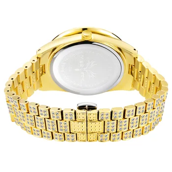 De lux cu Aur de 18K Ceas Pentru Bărbați Plin de Diamant Ceas de mână rezistent la apă de sex Masculin Ceas Hip Hop de Gheață Afară de Cuarț Bărbați Ceasuri Relogio arabă