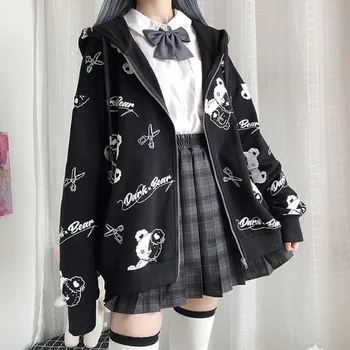 Gotic Tricou Femei De Moda Toamna Iarna Haine Femei Hoodies Coreean Maneca Lunga Zip Up Hoodie Plus Catifea Pulover Cald