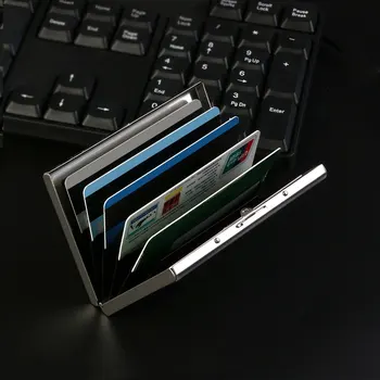 Ultra Subțire din Oțel Inoxidabil Portofele RFID Blocarea Cardului de Credit Titularul Portofel pentru Barbati Femei cu 6 PVC Sloturi Cadouri Favoruri