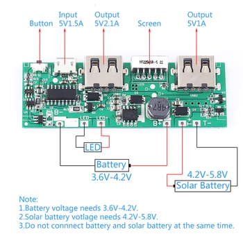 Solar de Încărcare Circuit de Afișare Mobile Power Boost Modul de 5V 2.1 a Incarcator Pas Modul de