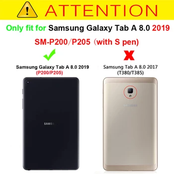 Ultra Slim case pentru Samsung Galaxy Tab a 8.0 SM-P200 P205(Cu S pen) 2019 Piele PU Stand de Acoperire pentru Samsung Galaxy TAB a 8.0