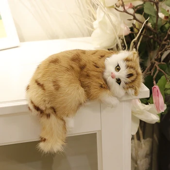 Cat Realist Jucării De Pluș Simulare Pisica Model De Păpușă Copii Cadou De Ziua De Crăciun Prezent Masă Decor Acasă