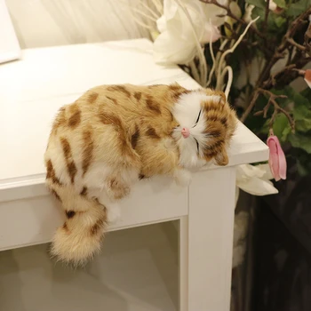 Cat Realist Jucării De Pluș Simulare Pisica Model De Păpușă Copii Cadou De Ziua De Crăciun Prezent Masă Decor Acasă