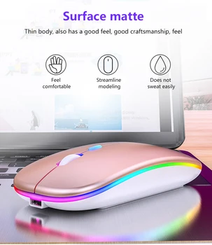 A2 Mouse-ul fără Fir, baterie Reîncărcabilă LED Silent Soareci USB Optic Ergonomic Mouse de Gaming PC Mouse de Calculator Pentru Laptop PC