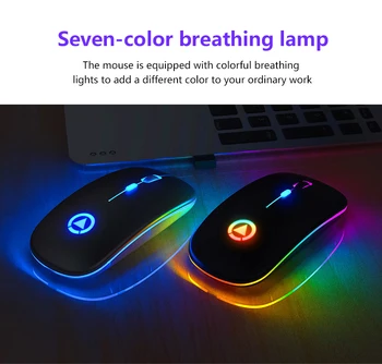 A2 Mouse-ul fără Fir, baterie Reîncărcabilă LED Silent Soareci USB Optic Ergonomic Mouse de Gaming PC Mouse de Calculator Pentru Laptop PC