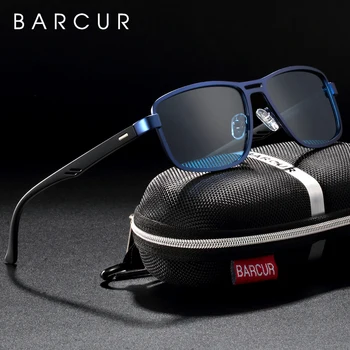 BARCUR Polarizat ochelari de Soare Barbati Pătrat din Oțel Inoxidabil Rama TR90 ochelari de Soare Oculos gafas De Sol