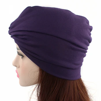 2019 moda musulmane hijab pălării solidă bumbac înfășurați capul eșarfă cutat Indian Interior hijabs Cap pălării turban pentru femei capota