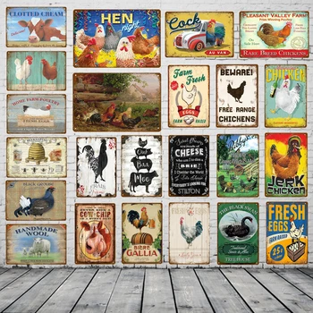 Ouă Proaspete De Găină Metal Semn Carne De Vacă Lână De Rață Carne De Colectare Tin Poster De Perete De Epocă Placa Pictura Meșteșug Farm House Decor