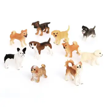 10BUC Câine Figurine Playset Realist Plastic Catelus Figuri Pictate manual Emulational Câini Animale de Jucărie Set de Jucarie pentru Copii