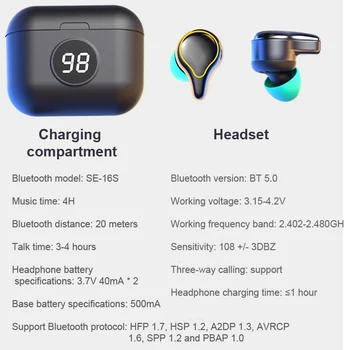 Smart Touch Control Bluetooth 5.0 Wireless Căști Cu Microfon Sport rezistent la apa Căști Pentru iOS Android Pernuțele pentru Căști
