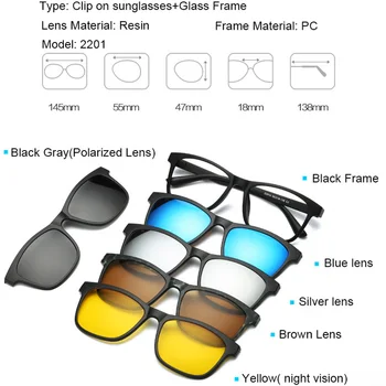 Moda Optic rame de Ochelari Barbati Femei Cu 5 Clip-On ochelari de Soare Polarizat Magnetic Ochelari Pentru bărbați Ochelari Miopie RS159