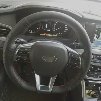 BANNIS cusute de Mână din Piele Neagra Volan Masina Acoperire pentru Hyundai Sonata 9 2016