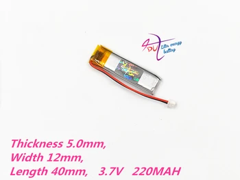 JST 1.25 mm 2pin 3.7 V 220mAh Litiu-Polimer LiPo Baterie Reîncărcabilă 501240 Pentru Mp3, GPS, PSP bluetooth căști electronice parte