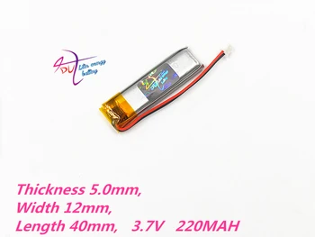 JST 1.25 mm 2pin 3.7 V 220mAh Litiu-Polimer LiPo Baterie Reîncărcabilă 501240 Pentru Mp3, GPS, PSP bluetooth căști electronice parte