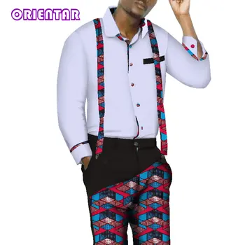 African Set Haine pentru Barbati Tricou cu mâneci Lungi și Pantaloni Set African Print t-Shirt Pantaloni Barbati Slim Fit Costume WYN505