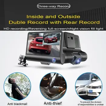 Podofo Masina DVR Registrator 3 Camere de 4 inch Dash Cam Recorder Video G-senzor Dashcam Registrator 170 de grade Unghi Larg de Bord
