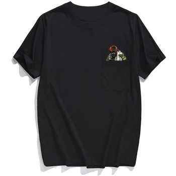 Tricou Brand de Moda de vară buzunar pompier imprimate t-shirt pentru bărbați pentru femei tricouri Hip hop topuri de bumbac negru tees