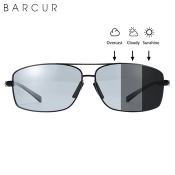 BARCUR Dreptunghi ochelari de Soare Polarizat Fotocromice de Conducere Bărbați ochelari de Soare oculos nuante